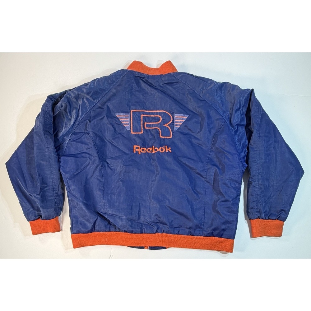Vintage 90s Reebok Jacket Mens Large Blue Orange Nylon Zip‎ Up Mets Colorway